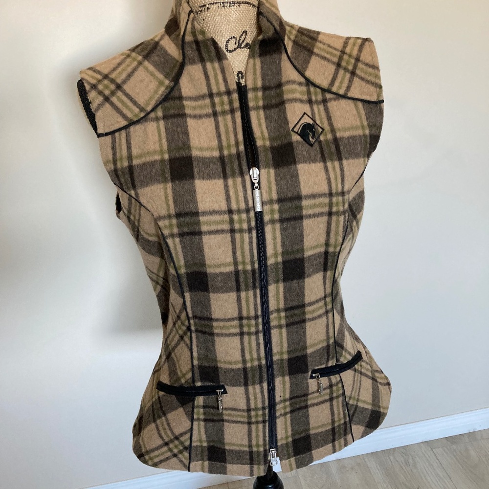 Arista Wool Blend Riding Vest Ladies Sz M Plaid Warm Stylish